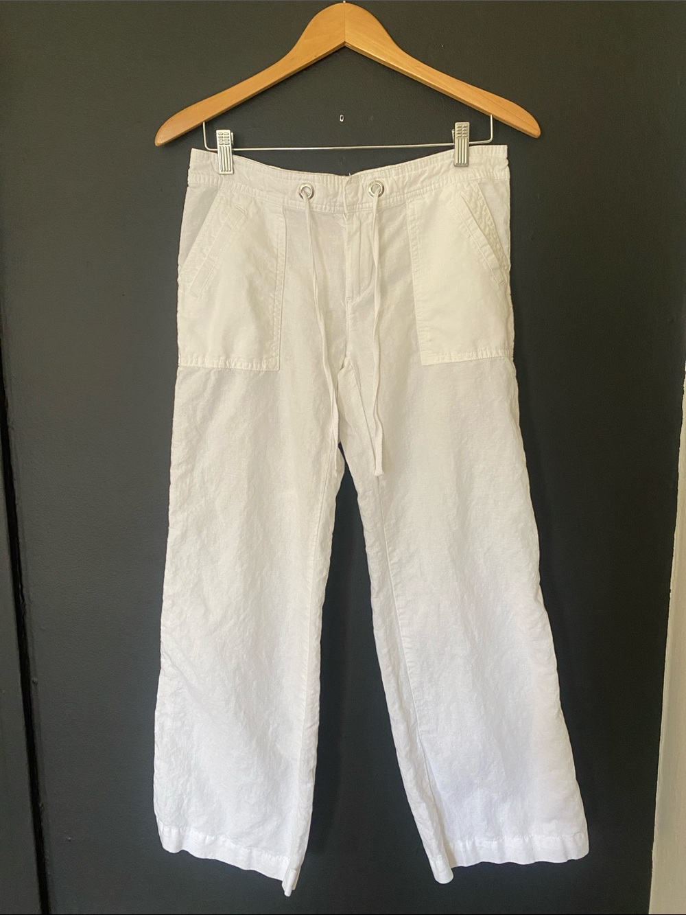 Banana Republic Martin Fit Size 6P White Linen Utility Pants